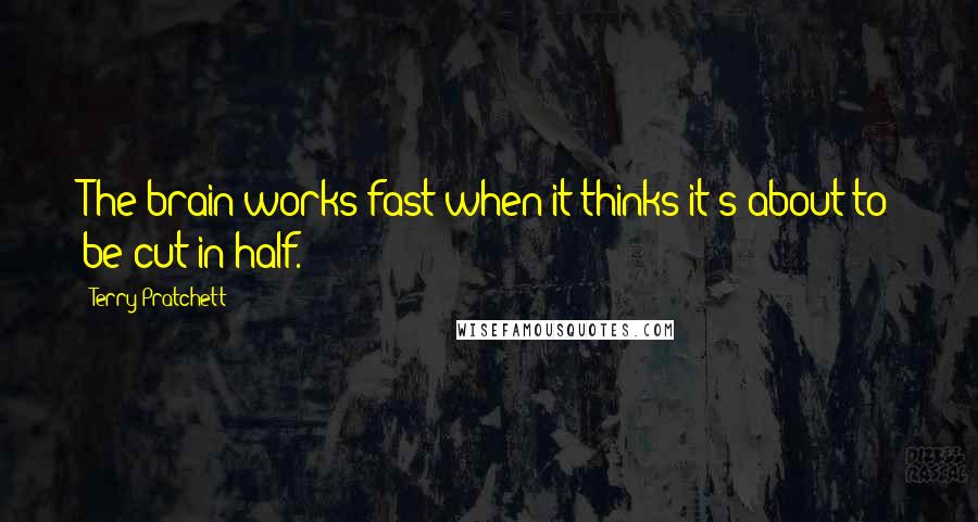 Terry Pratchett Quotes: The brain works fast when it thinks it's about to be cut in half.