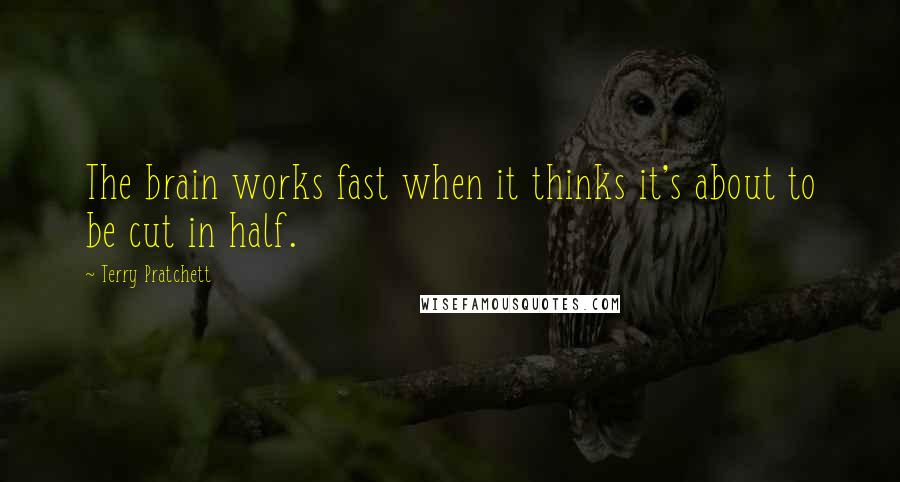 Terry Pratchett Quotes: The brain works fast when it thinks it's about to be cut in half.