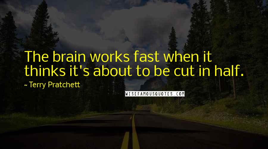 Terry Pratchett Quotes: The brain works fast when it thinks it's about to be cut in half.