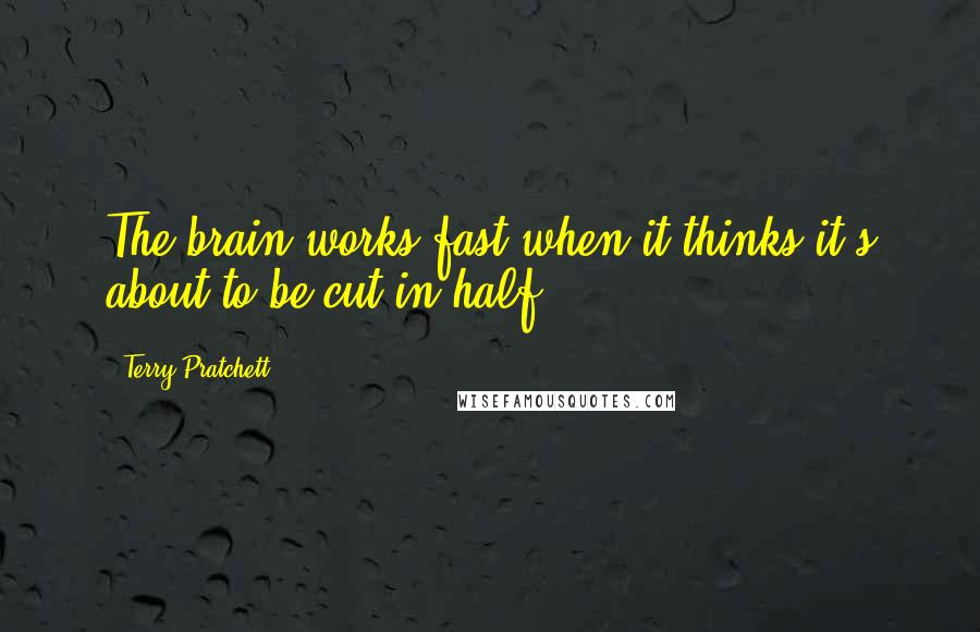 Terry Pratchett Quotes: The brain works fast when it thinks it's about to be cut in half.