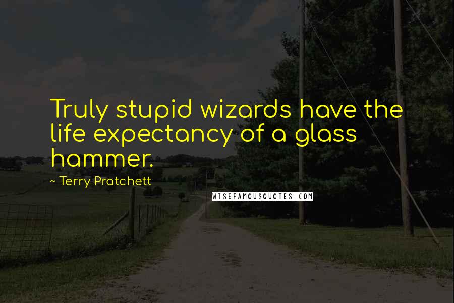 Terry Pratchett Quotes: Truly stupid wizards have the life expectancy of a glass hammer.
