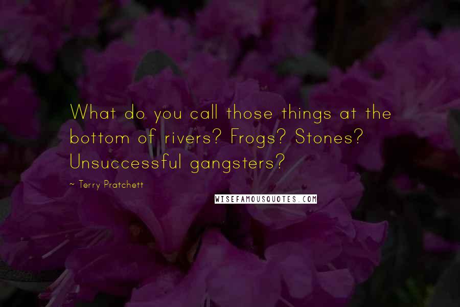 Terry Pratchett Quotes: What do you call those things at the bottom of rivers? Frogs? Stones? Unsuccessful gangsters?