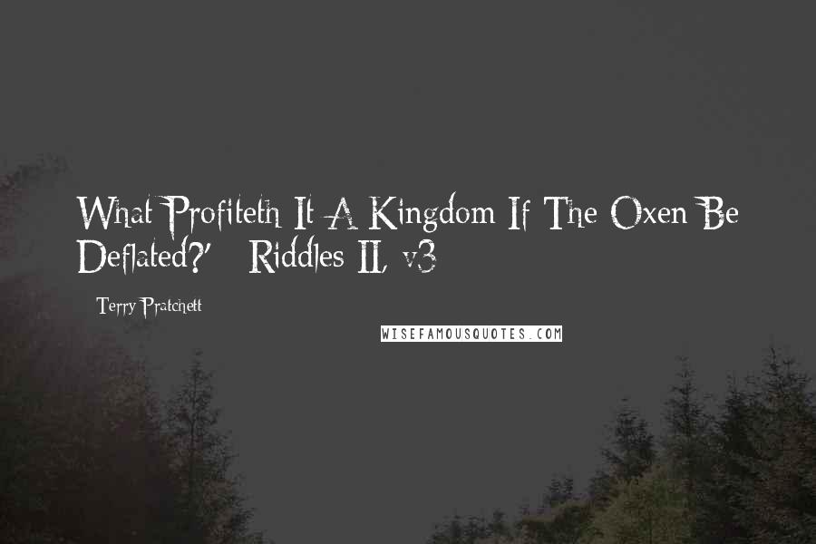 Terry Pratchett Quotes: What Profiteth It A Kingdom If The Oxen Be Deflated?' - Riddles II, v3