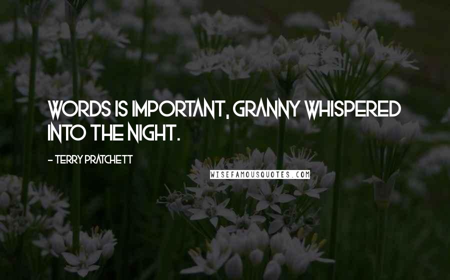 Terry Pratchett Quotes: Words is important, Granny whispered into the night.