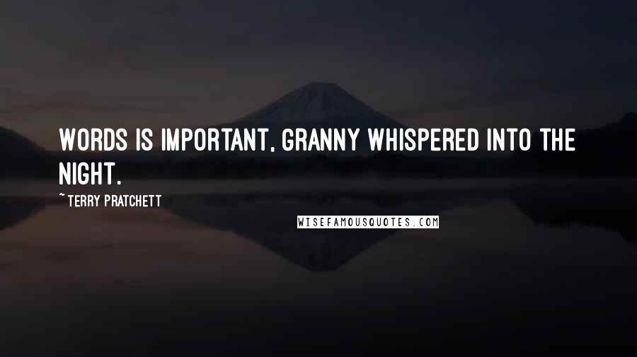 Terry Pratchett Quotes: Words is important, Granny whispered into the night.