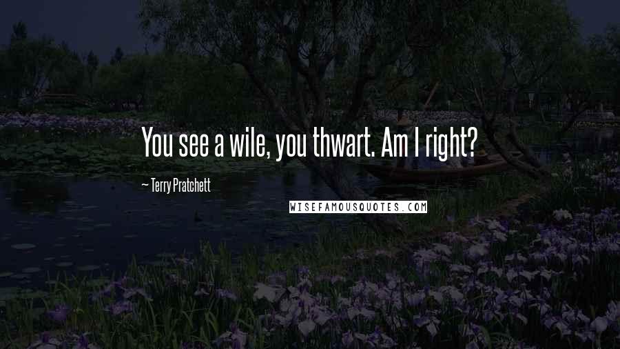 Terry Pratchett Quotes: You see a wile, you thwart. Am I right?