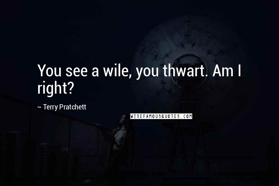 Terry Pratchett Quotes: You see a wile, you thwart. Am I right?