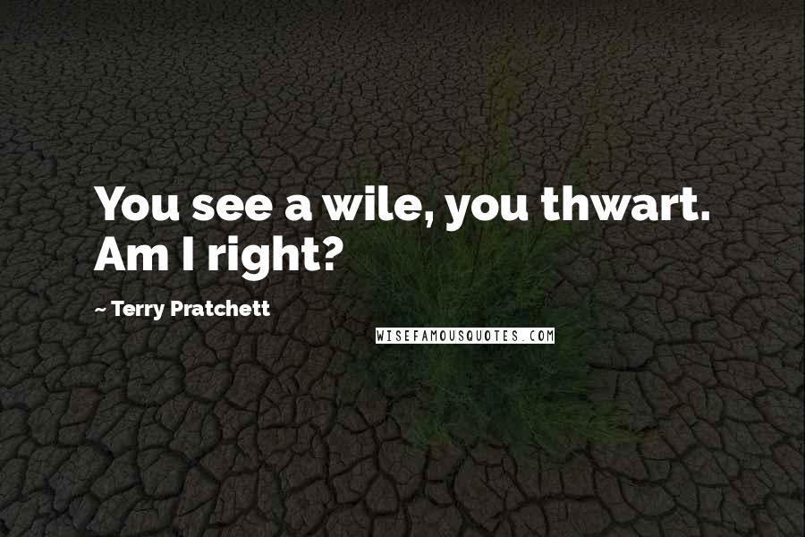 Terry Pratchett Quotes: You see a wile, you thwart. Am I right?