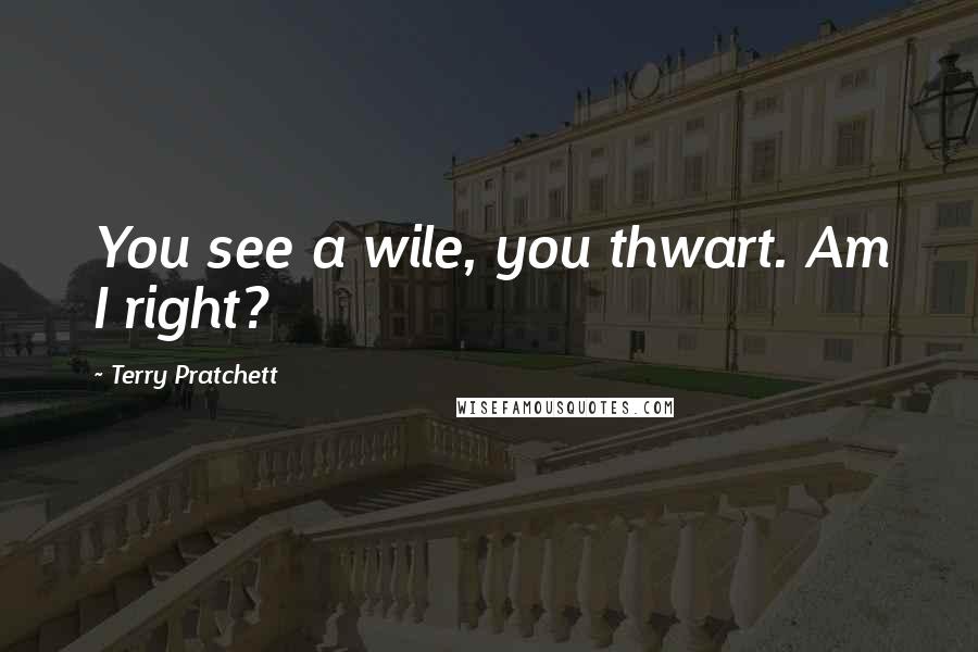 Terry Pratchett Quotes: You see a wile, you thwart. Am I right?