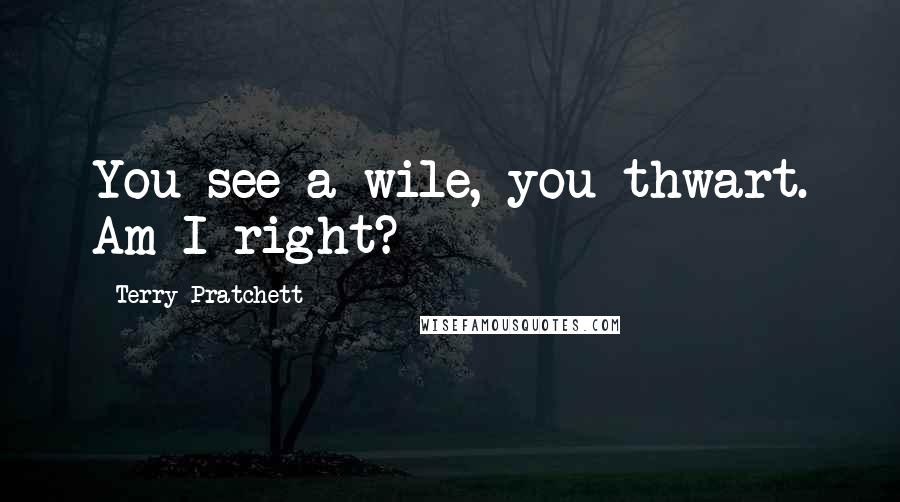 Terry Pratchett Quotes: You see a wile, you thwart. Am I right?