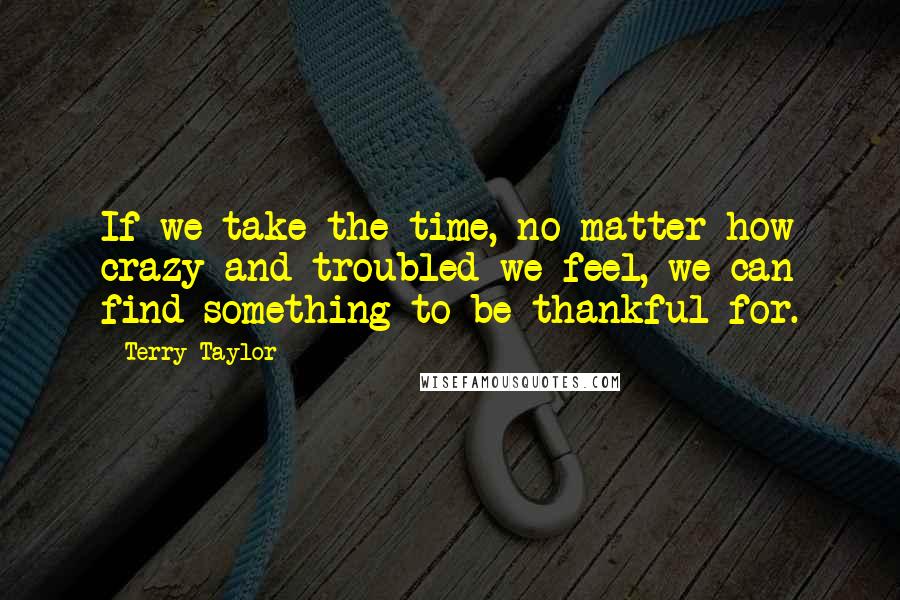 Terry Taylor Quotes: If we take the time, no matter how crazy and troubled we feel, we can find something to be thankful for.