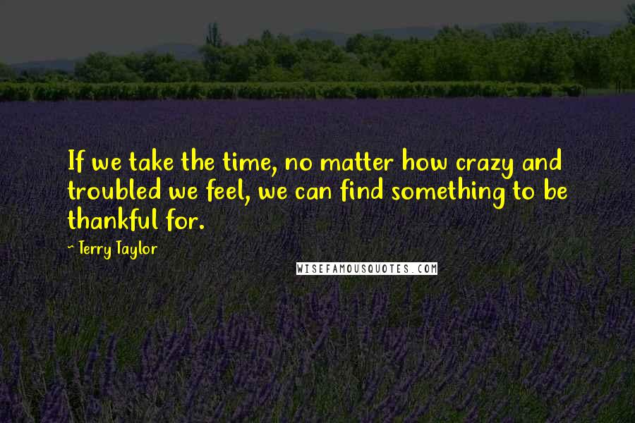 Terry Taylor Quotes: If we take the time, no matter how crazy and troubled we feel, we can find something to be thankful for.