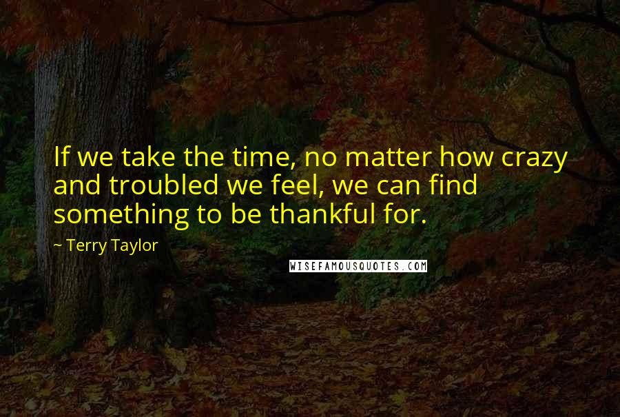 Terry Taylor Quotes: If we take the time, no matter how crazy and troubled we feel, we can find something to be thankful for.