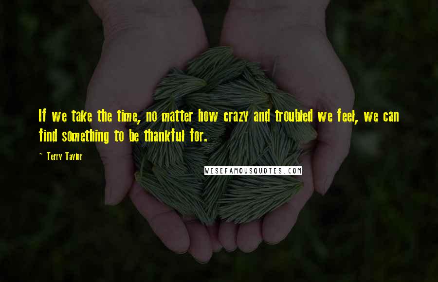 Terry Taylor Quotes: If we take the time, no matter how crazy and troubled we feel, we can find something to be thankful for.