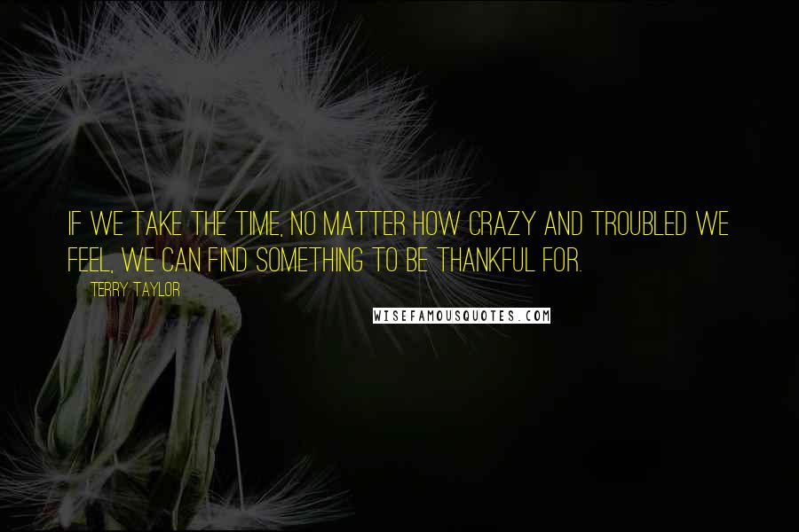 Terry Taylor Quotes: If we take the time, no matter how crazy and troubled we feel, we can find something to be thankful for.