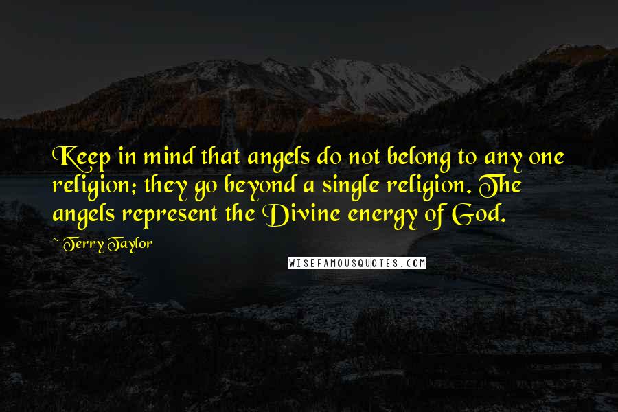 Terry Taylor Quotes: Keep in mind that angels do not belong to any one religion; they go beyond a single religion. The angels represent the Divine energy of God.