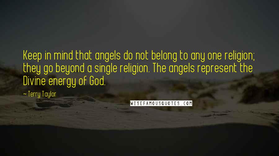 Terry Taylor Quotes: Keep in mind that angels do not belong to any one religion; they go beyond a single religion. The angels represent the Divine energy of God.