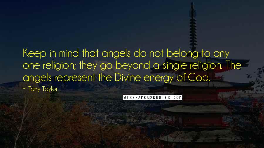 Terry Taylor Quotes: Keep in mind that angels do not belong to any one religion; they go beyond a single religion. The angels represent the Divine energy of God.