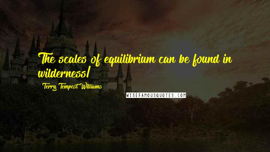 Terry Tempest Williams Quotes: The scales of equilibrium can be found in wilderness/