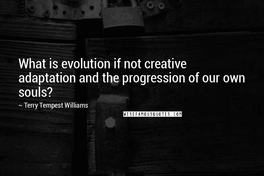 Terry Tempest Williams Quotes: What is evolution if not creative adaptation and the progression of our own souls?