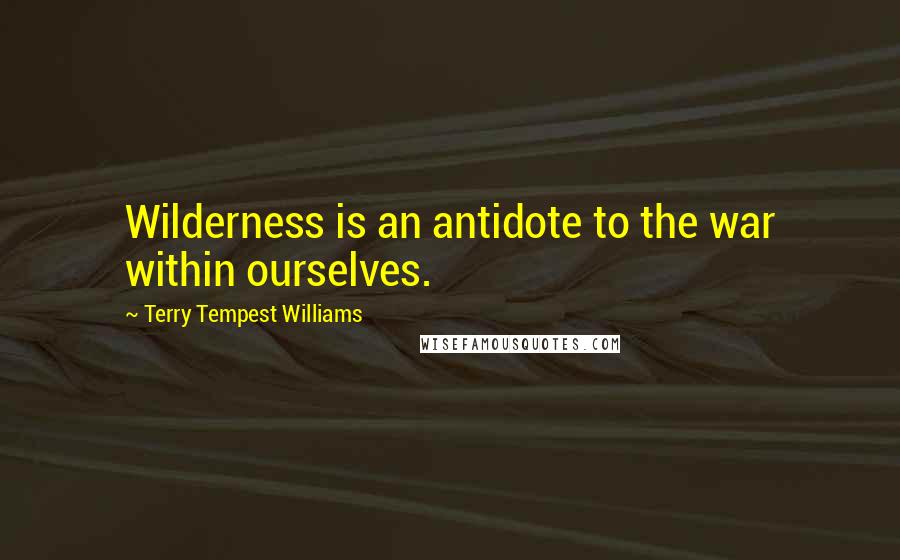 Terry Tempest Williams Quotes: Wilderness is an antidote to the war within ourselves.