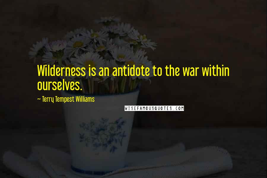 Terry Tempest Williams Quotes: Wilderness is an antidote to the war within ourselves.