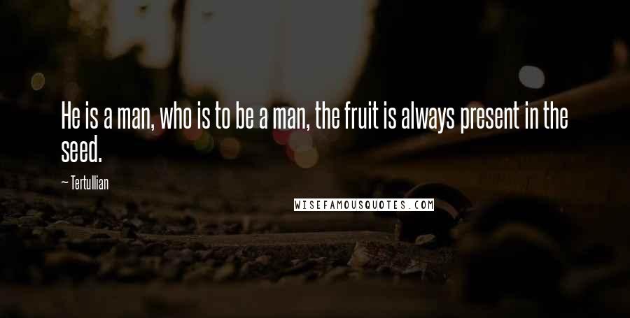 Tertullian Quotes: He is a man, who is to be a man, the fruit is always present in the seed.