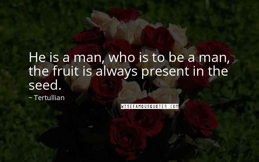 Tertullian Quotes: He is a man, who is to be a man, the fruit is always present in the seed.