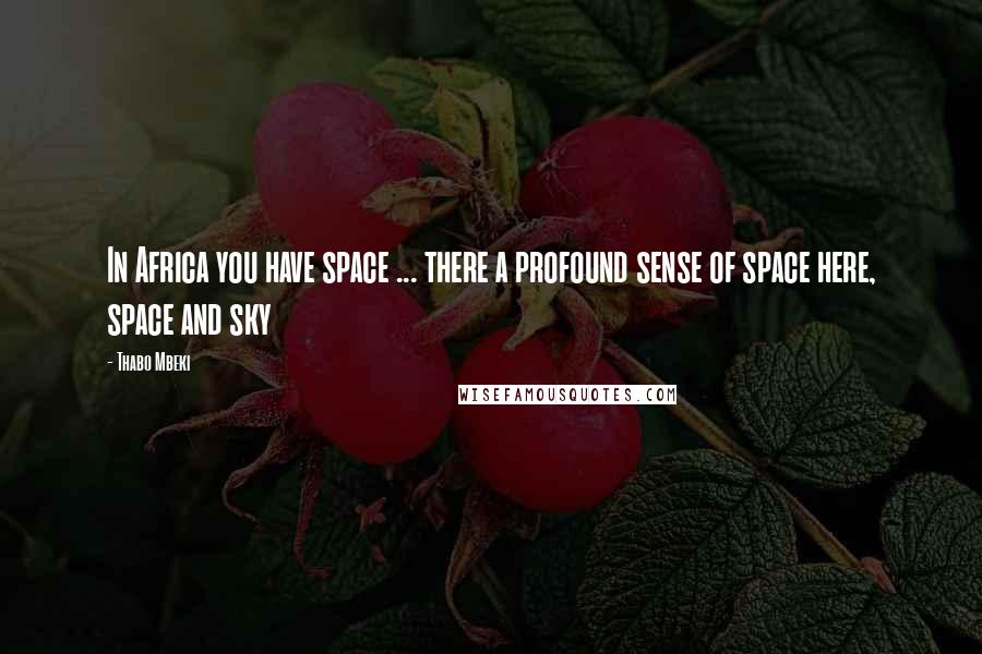 Thabo Mbeki Quotes: In Africa you have space ... there a profound sense of space here, space and sky