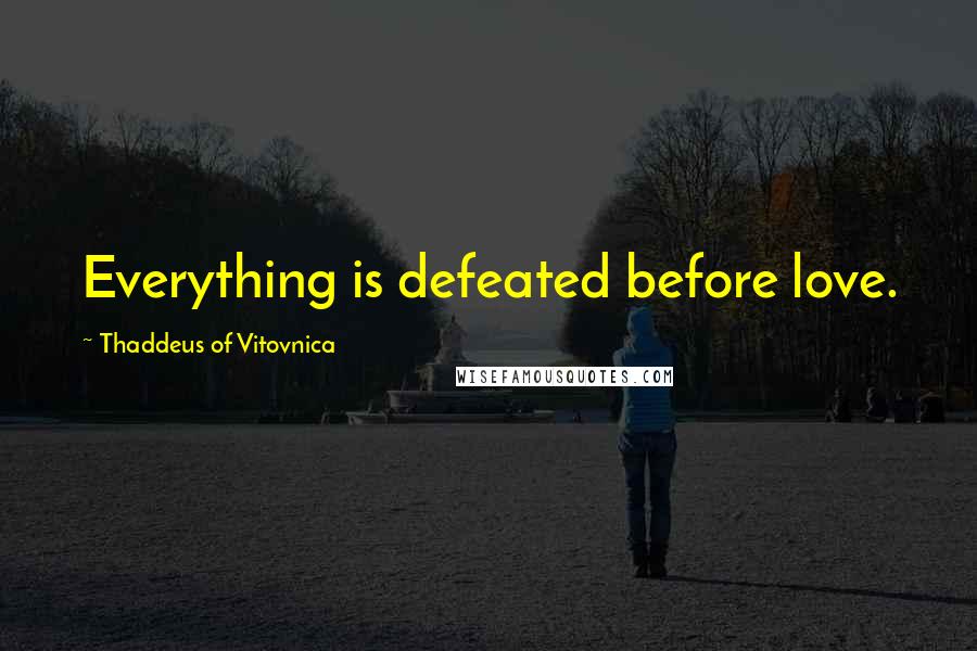 Thaddeus Of Vitovnica Quotes: Everything is defeated before love.