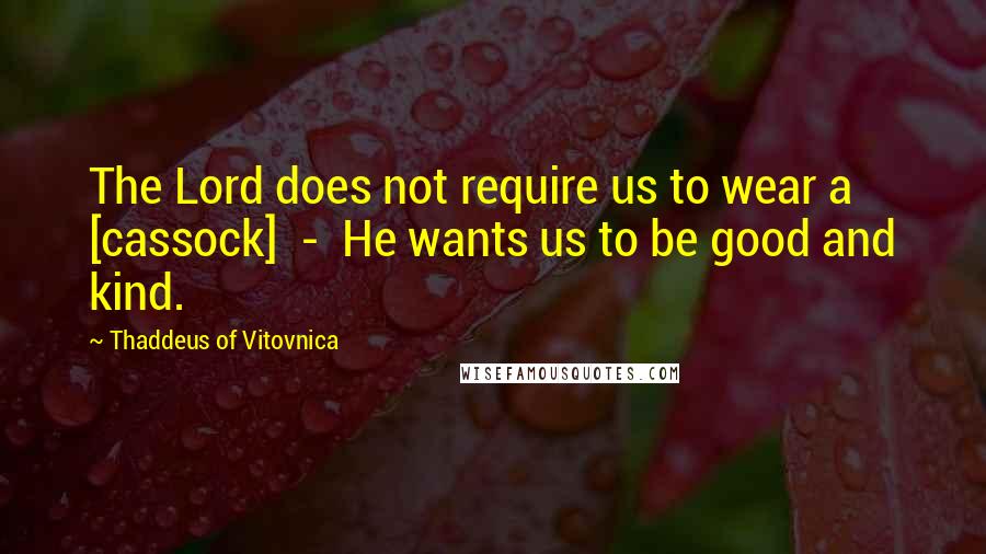 Thaddeus Of Vitovnica Quotes: The Lord does not require us to wear a [cassock]  -  He wants us to be good and kind.