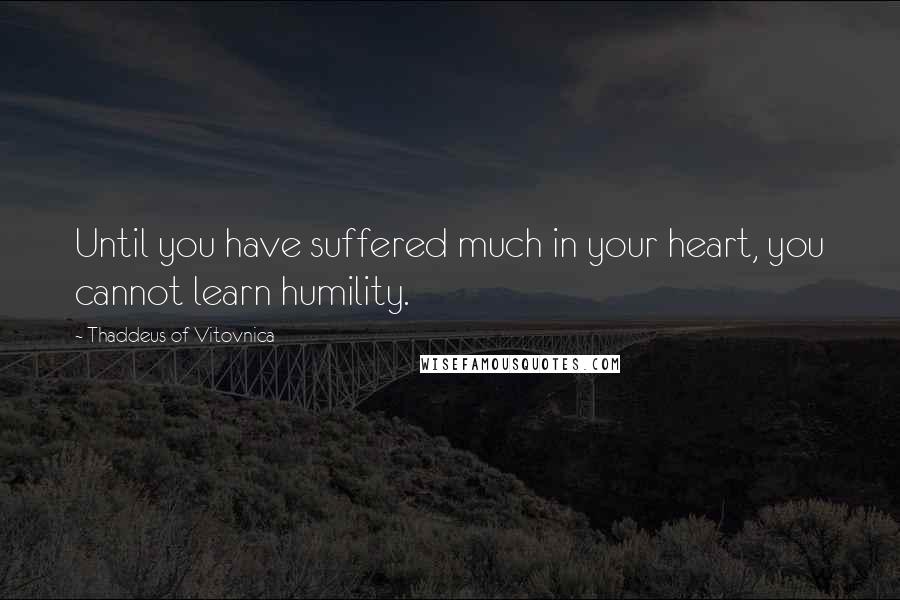 Thaddeus Of Vitovnica Quotes: Until you have suffered much in your heart, you cannot learn humility.