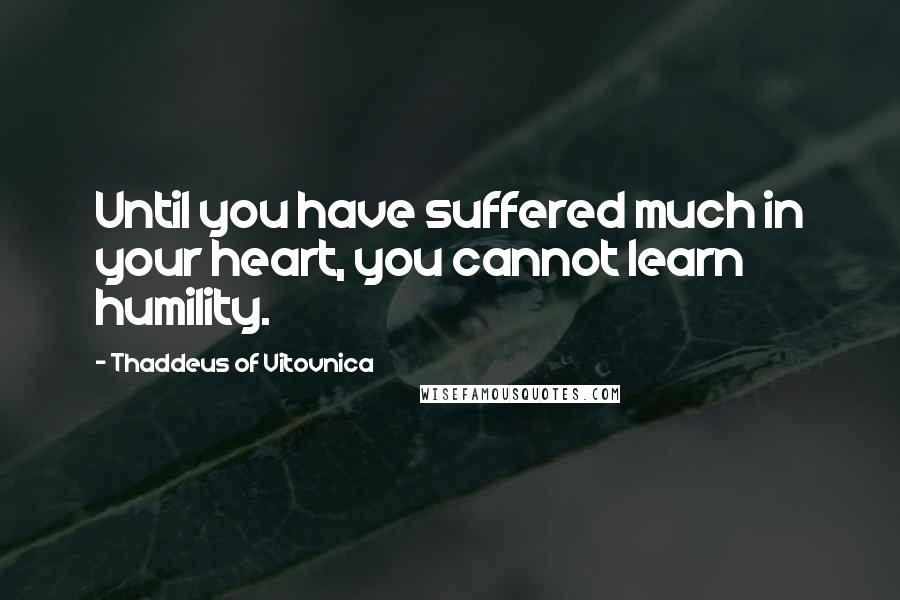 Thaddeus Of Vitovnica Quotes: Until you have suffered much in your heart, you cannot learn humility.