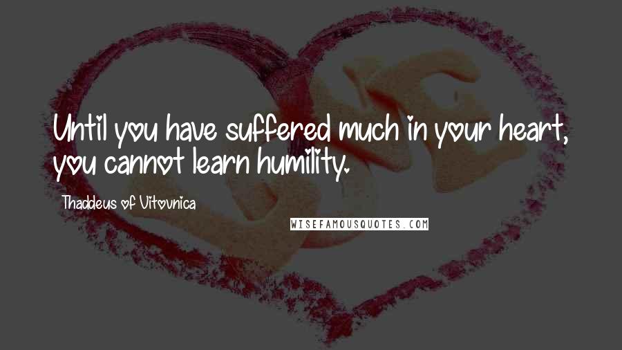 Thaddeus Of Vitovnica Quotes: Until you have suffered much in your heart, you cannot learn humility.