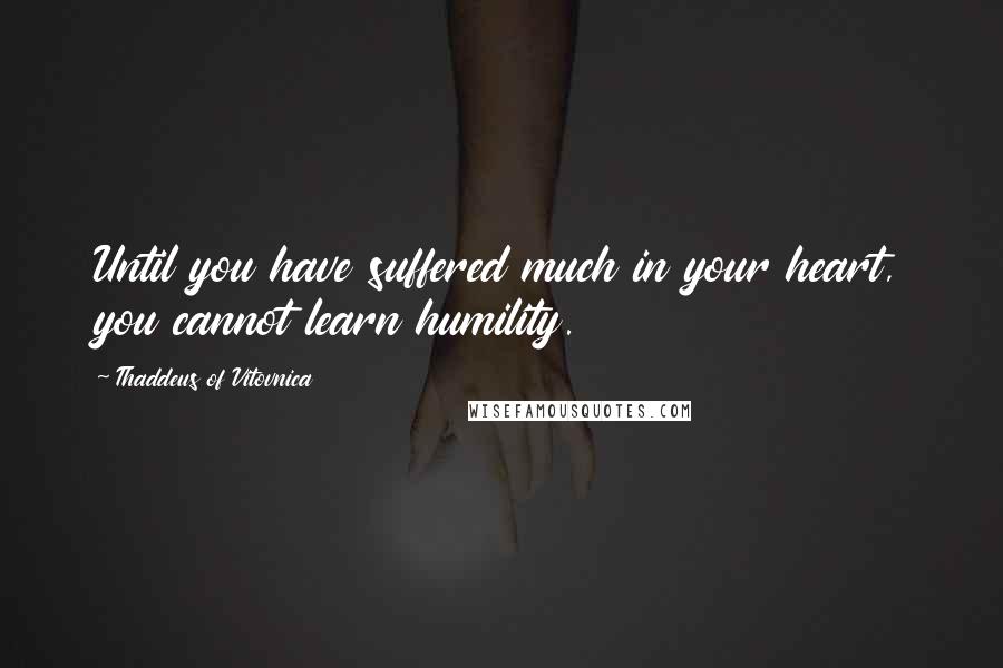 Thaddeus Of Vitovnica Quotes: Until you have suffered much in your heart, you cannot learn humility.