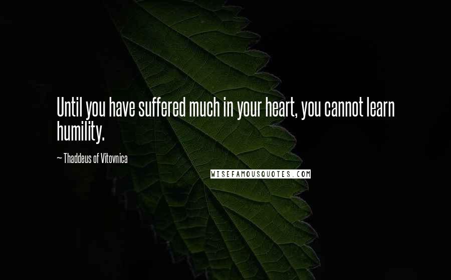 Thaddeus Of Vitovnica Quotes: Until you have suffered much in your heart, you cannot learn humility.