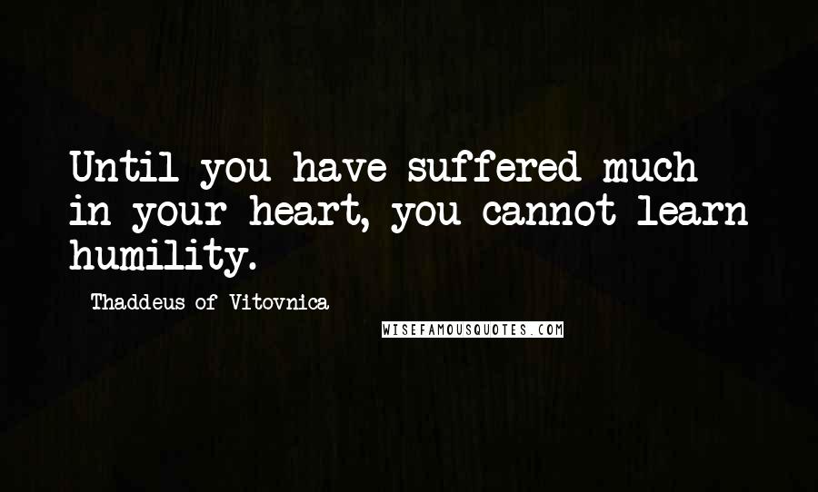 Thaddeus Of Vitovnica Quotes: Until you have suffered much in your heart, you cannot learn humility.