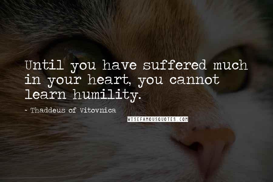 Thaddeus Of Vitovnica Quotes: Until you have suffered much in your heart, you cannot learn humility.