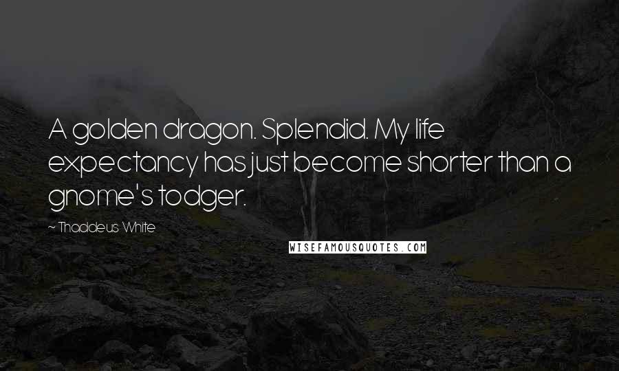 Thaddeus White Quotes: A golden dragon. Splendid. My life expectancy has just become shorter than a gnome's todger.