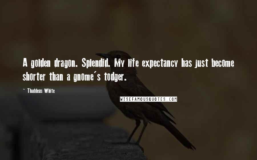 Thaddeus White Quotes: A golden dragon. Splendid. My life expectancy has just become shorter than a gnome's todger.