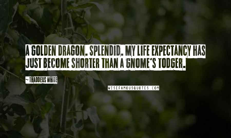 Thaddeus White Quotes: A golden dragon. Splendid. My life expectancy has just become shorter than a gnome's todger.