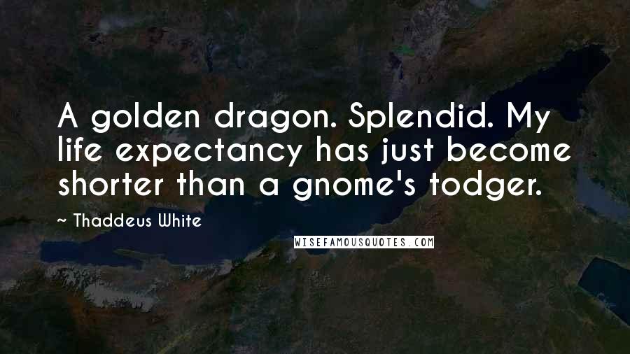 Thaddeus White Quotes: A golden dragon. Splendid. My life expectancy has just become shorter than a gnome's todger.