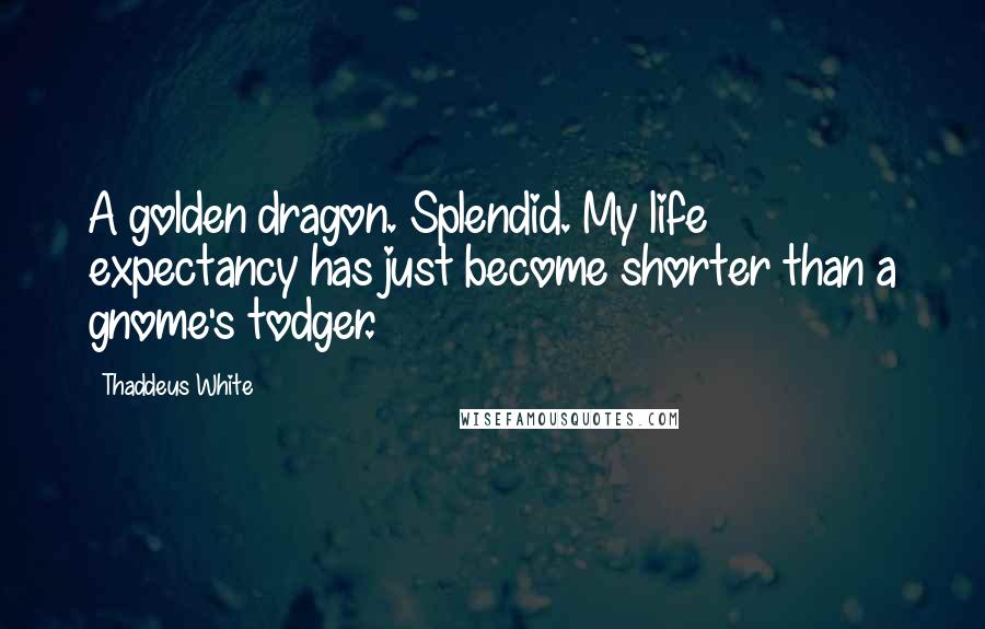 Thaddeus White Quotes: A golden dragon. Splendid. My life expectancy has just become shorter than a gnome's todger.