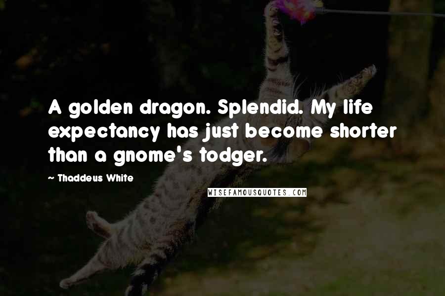 Thaddeus White Quotes: A golden dragon. Splendid. My life expectancy has just become shorter than a gnome's todger.