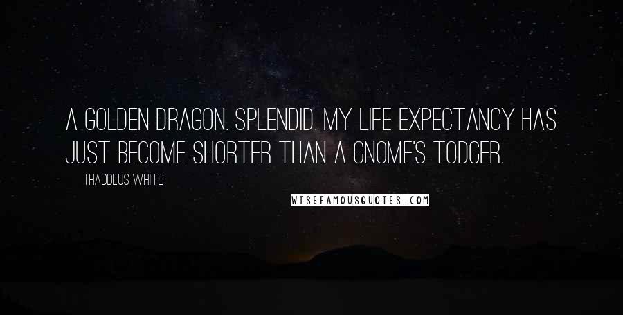 Thaddeus White Quotes: A golden dragon. Splendid. My life expectancy has just become shorter than a gnome's todger.