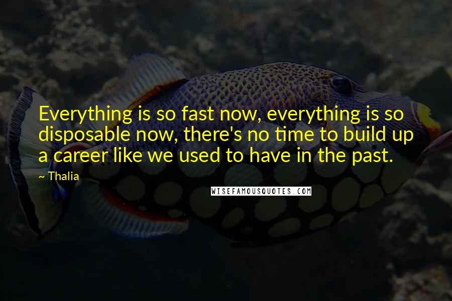 Thalia Quotes: Everything is so fast now, everything is so disposable now, there's no time to build up a career like we used to have in the past.