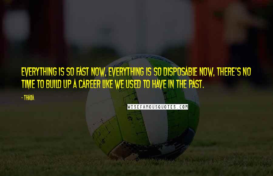 Thalia Quotes: Everything is so fast now, everything is so disposable now, there's no time to build up a career like we used to have in the past.