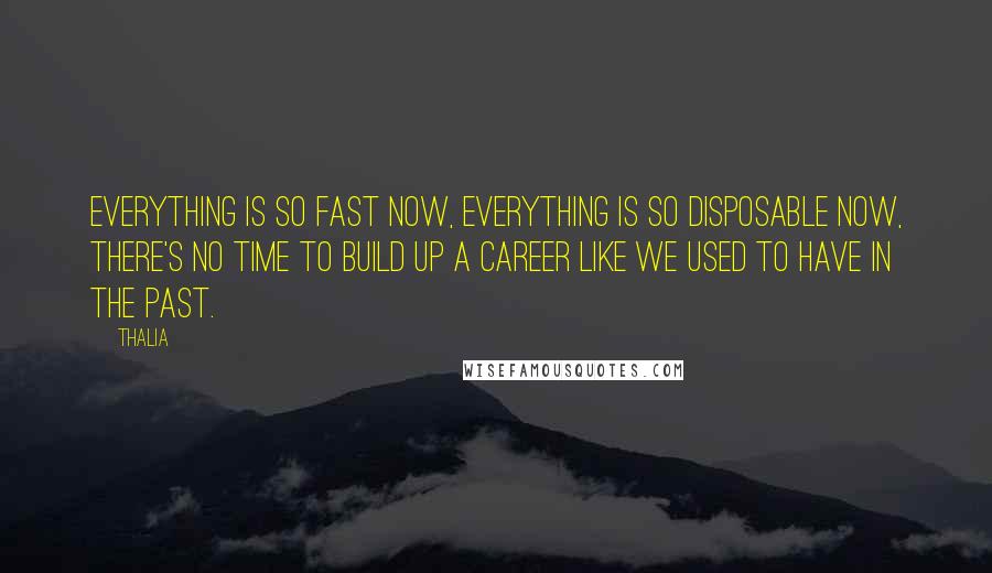 Thalia Quotes: Everything is so fast now, everything is so disposable now, there's no time to build up a career like we used to have in the past.