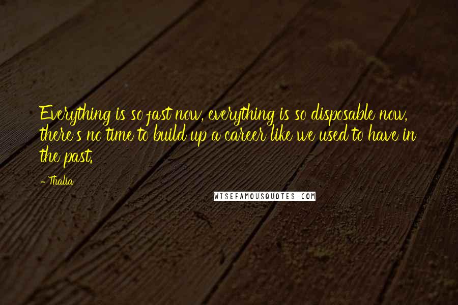 Thalia Quotes: Everything is so fast now, everything is so disposable now, there's no time to build up a career like we used to have in the past.
