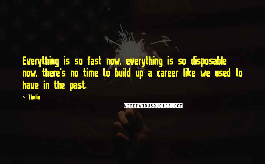 Thalia Quotes: Everything is so fast now, everything is so disposable now, there's no time to build up a career like we used to have in the past.